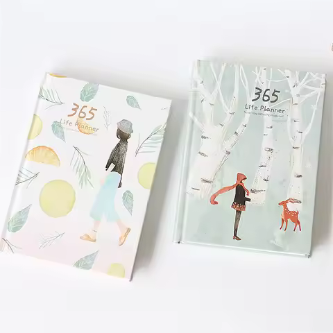 365 Planner Agenda Notebook Colorful Inner Page Illustration Yearly Daily Plan Journal Diary Book Re