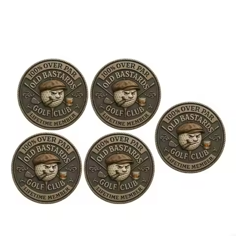 Over Par Old Bastards Golf Coin,Funny Golf Challenge Coin with Whiskeys Design for Men Lifetimes Gol