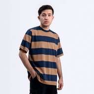 Brothers Men's Oversized Brown Stripe T-shirt MARK Series Brown Navy Tshirt