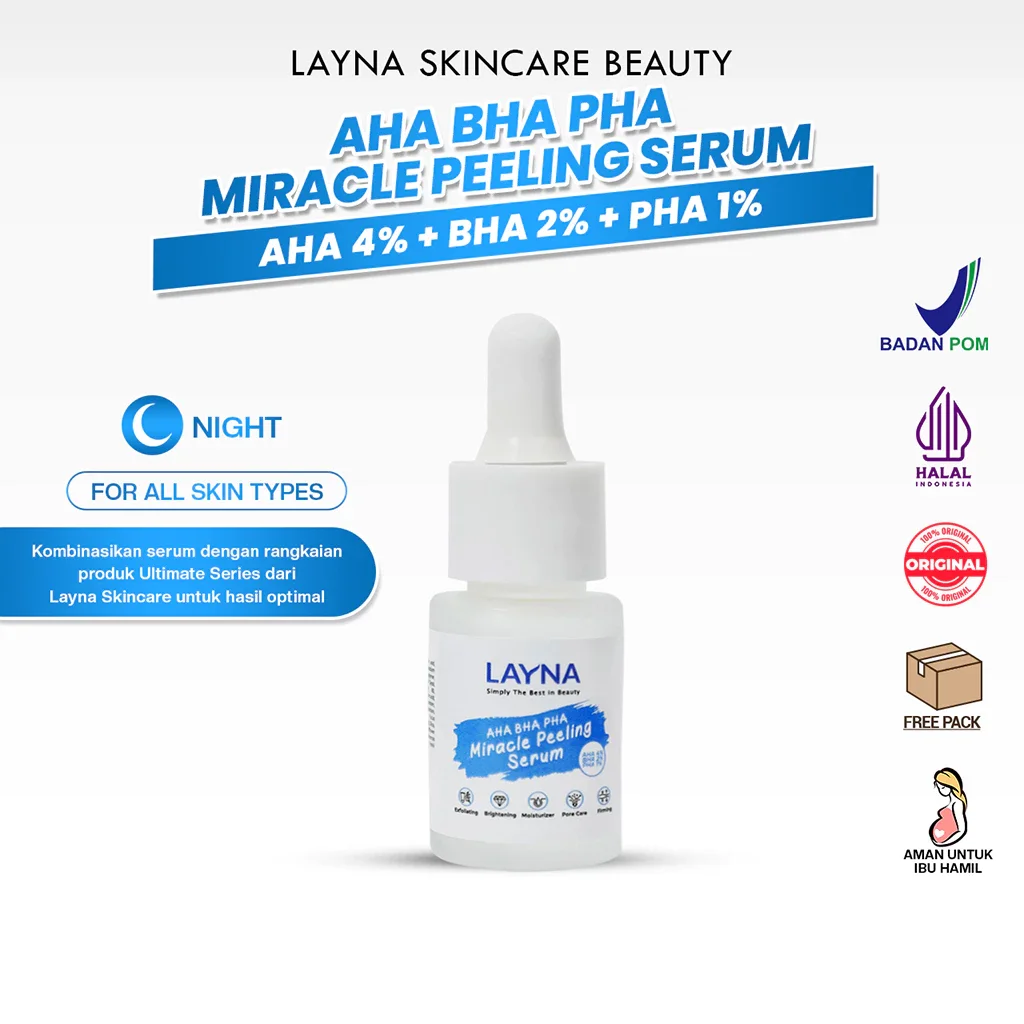 LAYNA MIRACLE PEELING SERUM | AHA BHA PHA MIRACLE SERUM LAYNA | SERUM EKSFOLIASI LAYNA