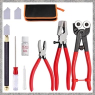 (BIGY) Glass Cutting Tool Set Kit Wheeled Glass Tile Nippers Glass Running Pliers Breaking Pliers Oi