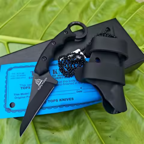 New Styles TOPS with Sheath Outdoor Straight Knife G10 Handle 8Cr13Mov Blade Camping Hunting Self-de