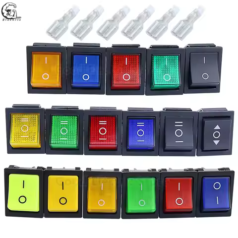 1pcs KCD4 Latching/Momentary Rocker Switch Power Switch I/O l/O/ll 4 Pins/6 Pins With Light 16A 250V