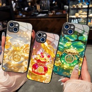Glass Case Lucky Crystal God of Wealth Bag CNY for iPhone 17 16 15 14 13 12 11 8 7 6 6s 6p 7p 8p 6g 