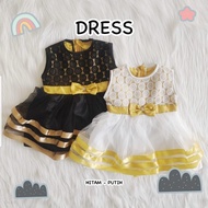 Baju Dress Gaun Pesta Kondangan Anak Bayi Perempuan Brokat Emas