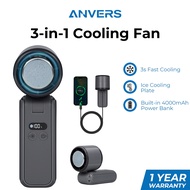 Anvers 3-in-1 Portable Cooling Fan 4000mAh | Cold Compress Mini Fan & Power Bank for Outdoor Travel