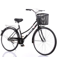 จักรยาน 24 นิ้ว เกียร์7 จักรยานแม่บ้าน ติดตั้งเบาะนั่งเด็กได้  รถจักรยานผู้ใหญ่ สำหรับซื้อของที่ตลาด พร้อมตะกร้าสินค้า