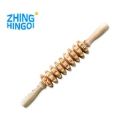 9-Wheel Wooden Abdomen Massage Roller Fitness Roller Stick Massage Roller