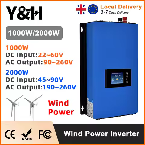 Y&H 1000W 2000W MPPT Wind Power Grid Tie Inverter for 3 Phase AC Wind Generator with LCD & Dump Load