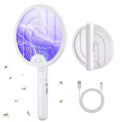 Foldable Electric Mosquito Swatter USB Rechargeable Fly Trap Killer Mosquito Racket Insect Killer wi