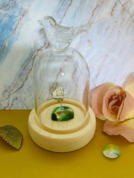 999純銀玫瑰 美女與野獸 永生花 手工銀飾 禮物 擺件 玻璃罩