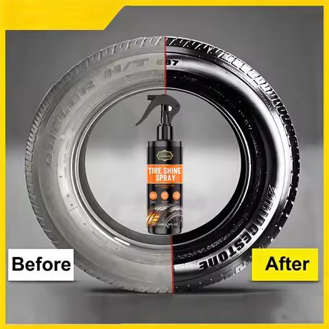 Tire Shine Spray, Black Gloss Tyre Coating, Rubber & Plastic Restorer, Anti-Aging, Long Lasting Shin