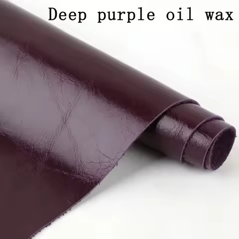 Deep purple oil wax cowhide leather top layer genuine leather retro plain weave sofa headboard seat 
