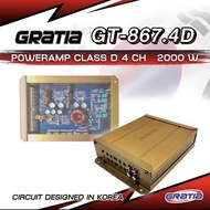 พาวเวอร์ขับเสียงกลางแหลม GRATIA รุ่น GT-867.4D เพาเวอร์แอมป์ คลาสดี Class D 4CH 2000watts.วัตต์