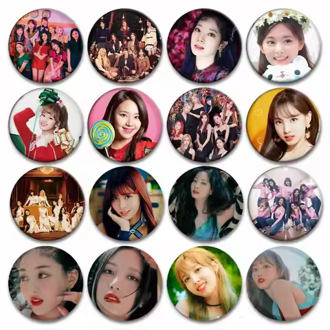 Kpop Girl Group TWICE Lovely Badges Bag Hat Accessories Nayeon Jeongyeon Momo Sana Jihyo Mina Dahyun