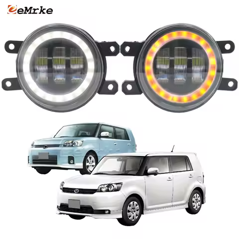 LED Fog Lights Assembly with Lens for Toyota Corolla Rumion E15_ 2007-up with Angel Eyes DRL Ring + 