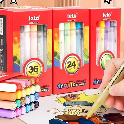 Leto Acrylic Marker Permanent Art Paint Marker Pen for Rock Painting Glass Ceramic Fabric Wood Metal