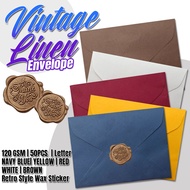 50pcs Vintage Linen Envelopes Retro Textured Envelope for Love Letters and Invitation Cards