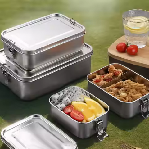 Durable Stainless Steel Bento Box Square Large Capacity Lunch Box with Lid Leakproof Lunch Container