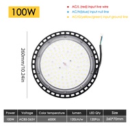 AC85-265V LED High Bay Lights 100W/200W แสงไฟไฮไลต์ SMD3030 แสงไฟสูงกันน้ำ 6000K ไฟจากโรงงาน ไม่มีป