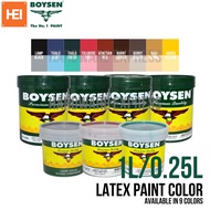 BOYSEN Latex Color 1/4L (Lamp Black, Thalo Green, Thalo Blue, Burnt Umber, Venetian Red)