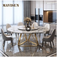 Gorgeous Golden Dining Table With Turntable Leisure Round Marble Kitchen Table And Chair For Villa H