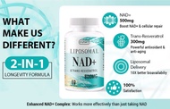 Liposomal NAD+ 500 毫克+白藜蘆醇 300 毫克軟膠囊 | NMN 替代品| 用於細胞修復的二合一抗衰老配方