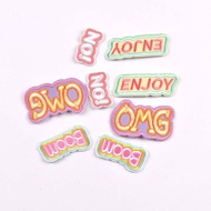 4pcs 22mm-67mm Colorful Slogan Embroidered Patches Assorted Text Designs Iron On Appliques with Hot 