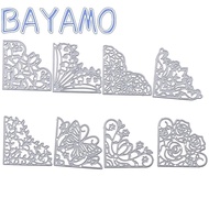 BAYAMO 8Pcs Corner Die Cuts, Corner Metal Flowers Die Cuts, Embossing Template 2 Inches Lace Flowers