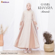 Gamis Muslim Khayra Rocella - Dress Panjang Bahan Linen Premium Polos - Baju Abaya Wanita Muslimah W