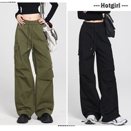 【READY STOCK AT Johor】 Hotgirl⭐Cargo Pants Loose and drapey wide-leg casual straight pants black