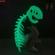 ALVIN Dinosaur Skeleton Mask Headgear, Luminous 3D Dinosaur Bone Head Hat, Plush Toys Glow in The Da