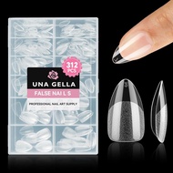 UNA GELLA Short Almond Nail Tips, 312pcs Short Almond Gel Nail Tips Shape Pre Etched Press On Nails 