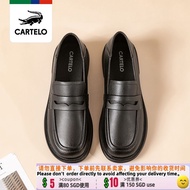 HY/🎁CARTELO/Cartelo Crocodile Authentic Leather Shoes Women's New Simple All-Match Soft Bottom Loafe