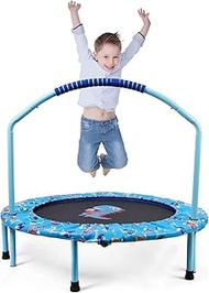 Mini Foldable Trampoline for Kids with Foam Handle,Trampoline for Kids Indoor &amp;Outdoor with Adjustable Handle Fold up Trampoline for Toddlers Age 2-5