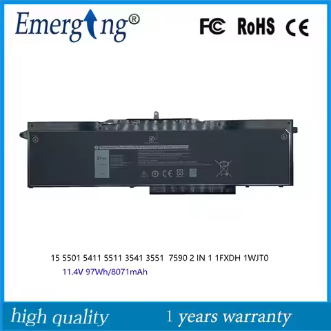 11.4V 97Wh New 1FXDH 1WJT0 D191G Laptop Battery for Dell Latitude 5411 5510 Precision 3540U 3540 Ins