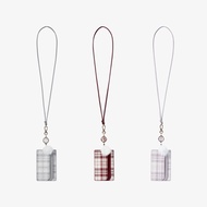 S'AIME Plaid Retractable Buckle Straight Document Holder Lanyard Student Identification Card