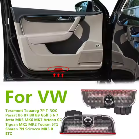 2X For VW Touareg Golf 5 6 7 Jetta MK6 MK7 Passat B6 B7 B8 B9 LED Car Door Logo Projector Welcome Gh