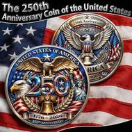 USA 250th Anniversary Commemorative Coin, USA 250th Anniversary Commemorative Challenge Coin, Patrio
