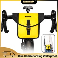 Rhinowalk Bicycle Handlebar Bag Waterproof Multifunctional Portable Front Bag For Brompton and 3Sixty Cycling Storage Bag Outdoor Shoulder Bag Bike Accessories For Mountain Road Folding Bike
