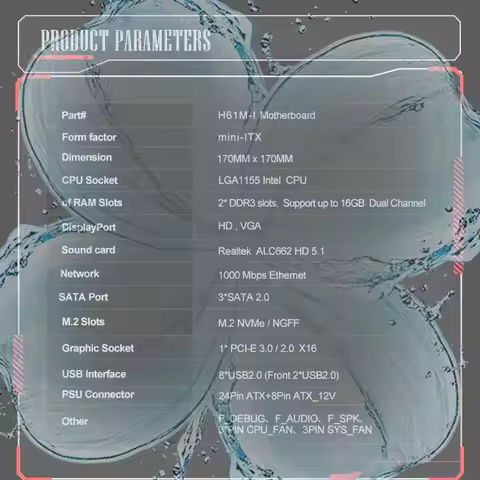 H61M-I Motherboard LGA1155 Computer Motherboard M.2 NVME Computer Main Board