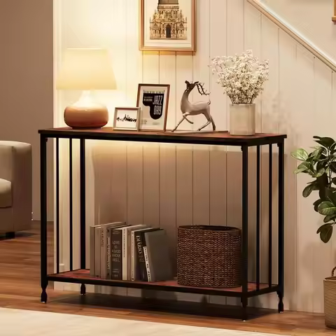 Console Table 105cm Sofa Tables Narrow Entryway Table Metal Frame Behind Couch Table for Living Room