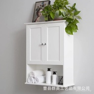 Cross-Border Cabinet Shelf Cabinet Solid Wood Bathroom White Shelf Storage Wall-Mounted Wall Hanging