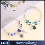 Women Alloy Bangle Pandora Crystal Silver Steel Colorful Charm Bracelet Fashion Jewelry For Girls