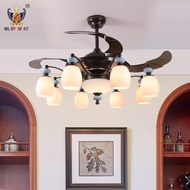 LP-6 Get Gifts🎀52Inch American Living Room Ceiling Fan Lights Invisible Fan Lamp Dining Room Mute Home36Inch Bedroom wit