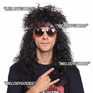 MELODG 70s 80s Rockstar Wig, Fluffy Curvy Halloween Party Cosplay Wig, Punk Long Mullet Wig