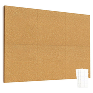 (SZHA) 12inch X 12inch Cork Tiles 6 Pack Cork Boards for Wall with Safe Removable Adhesive Tabs Larg