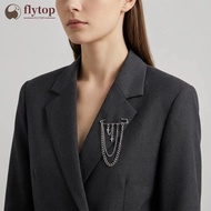 FLYTOP Fashion Metal Star Chain Brooch Tassel Pin Women Men Suit Decoration Fashion Jewelry Clothing