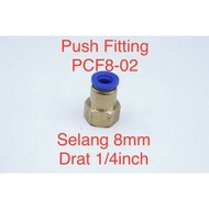 Pcf8-02 Pneumatic Coupler Fitting Straight Hose 8mm Inner Thread 1/4inch Slip Lock Push Tube Brass Connector Female Thread Straight Connector | 2.048.0028 | Pcf8-02