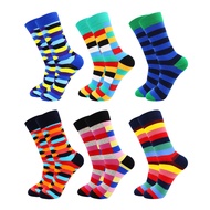 6-12 Pairs Colorful Cotton Fashion Casual Women and Men Funny Socks Stripe Grid Geometry Fun Dress S